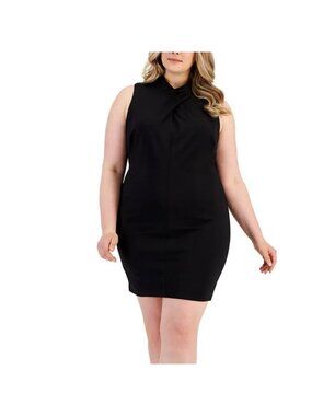 ✨ Rachel Roy Plus Size 14W Black Sheath Dress Keyhole Neckline Corporate Chic ✨